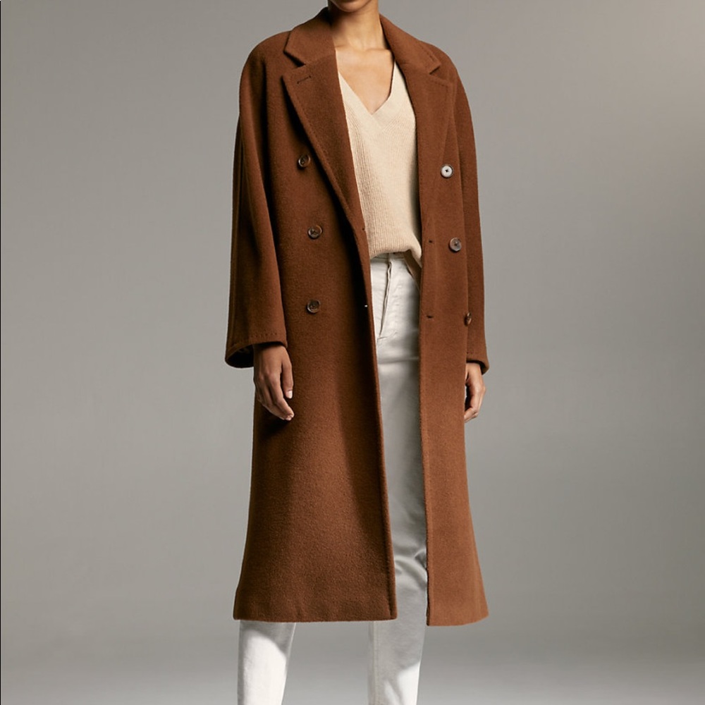 Aritzia Babaton Slouch Wool Coat Deep Carmel